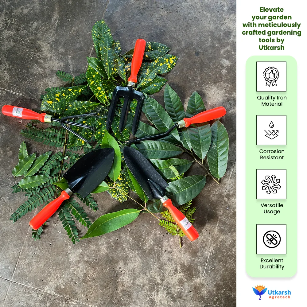 Essential Gardening Hand Tools - 7 pieces | Gardening Tool Set Combo | Durable Home Garden Tool Kit for Soil | Cultivator, Big and Small Trowel, Weeder, Fork, 3 inch Khurpi & ABS Garden Gloves - Image 3
