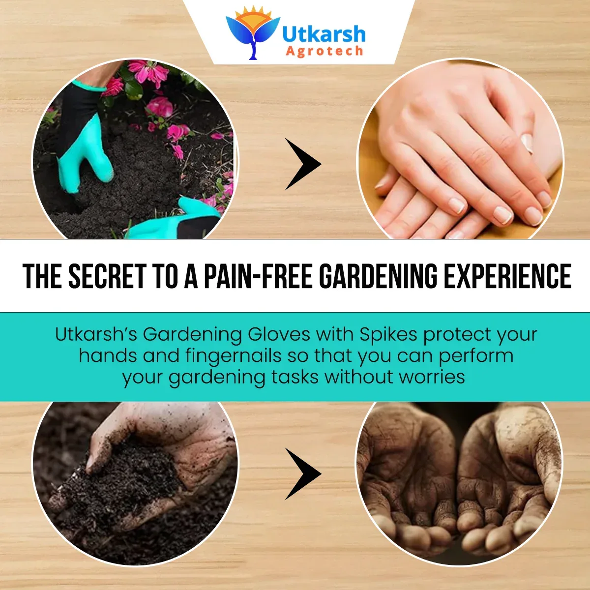 Essential Gardening Hand Tools - 7 pieces | Gardening Tool Set Combo | Durable Home Garden Tool Kit for Soil | Cultivator, Big and Small Trowel, Weeder, Fork, 3 inch Khurpi & ABS Garden Gloves - Image 8