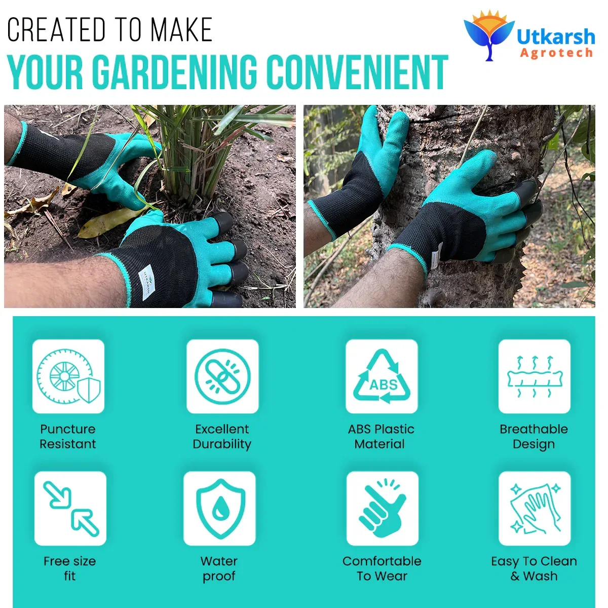 Essential Gardening Hand Tools - 7 pieces | Gardening Tool Set Combo | Durable Home Garden Tool Kit for Soil | Cultivator, Big and Small Trowel, Weeder, Fork, 3 inch Khurpi & ABS Garden Gloves - Image 9