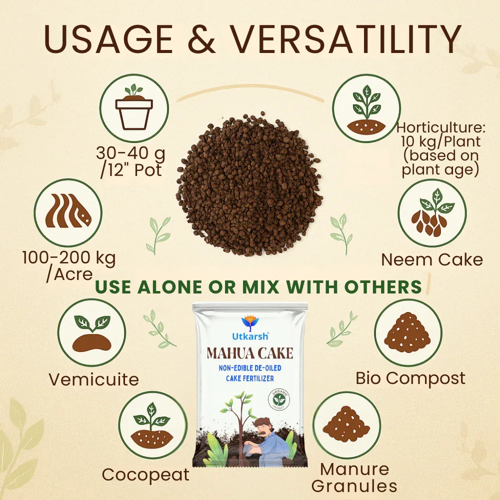 Mahua Oil Cake Fertilizer for Plants | Organic Compost, Mahua Khali for Home Garden, Manure for Flowers, Vegetables & Lawn - Image 5