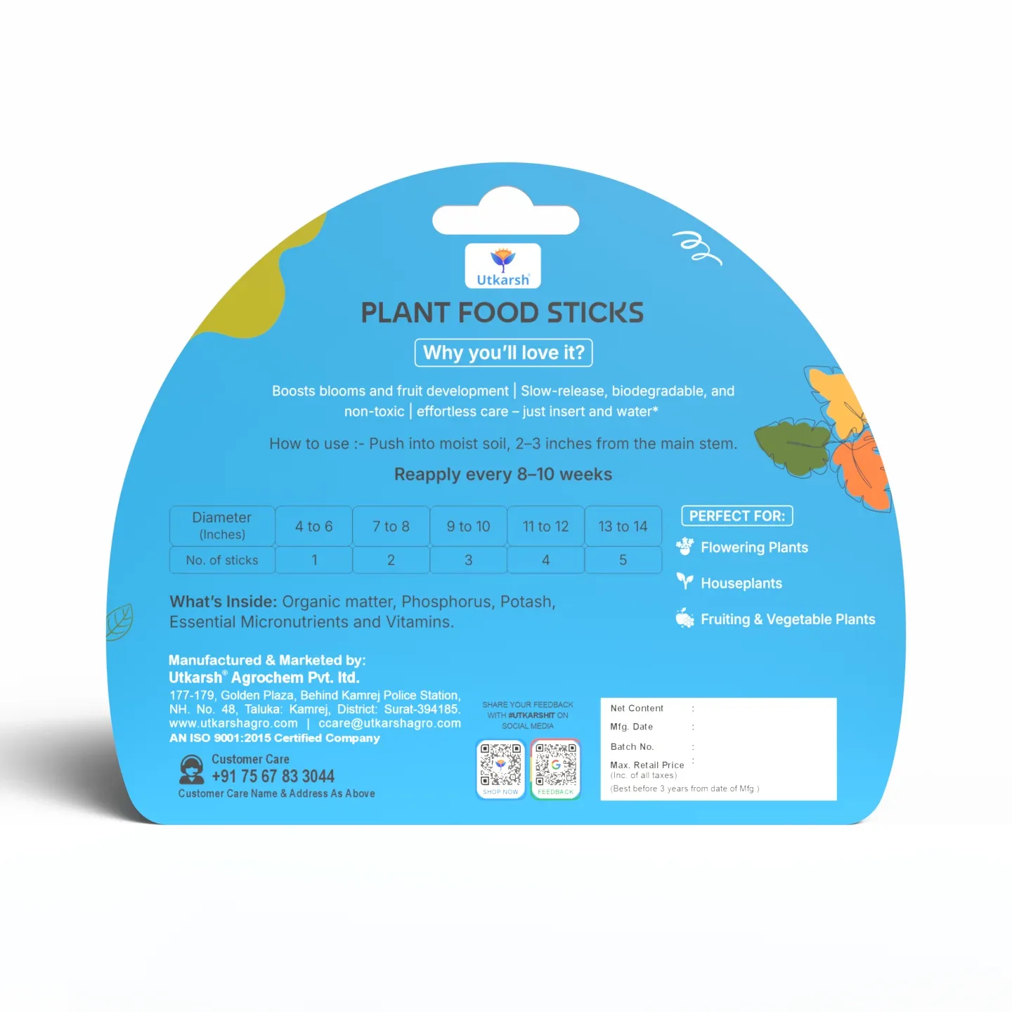 Plant Food Bloom Sticks for Flowers - Pack of 15 Sticks | Natural & Organic Nutrition for Indoor & Outdoor Home Garden Flowering Plants | Multi-Purpose Natural Plant Growth Booster - Image 8