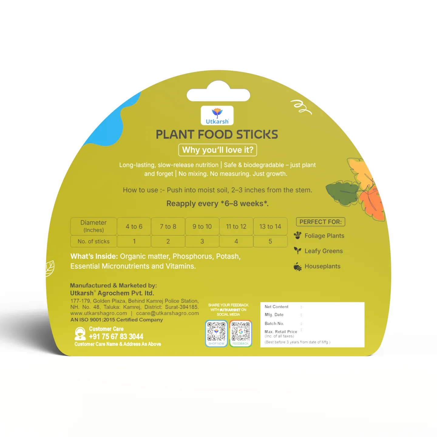 Plant Food Foliage Sticks for Green Leaves - Pack of 15 Sticks | Natural & Organic Nutrition for All Indoor & Outdoor Home Garden Plants | Multi-Purpose Natural Plant Growth Booster - Image 8