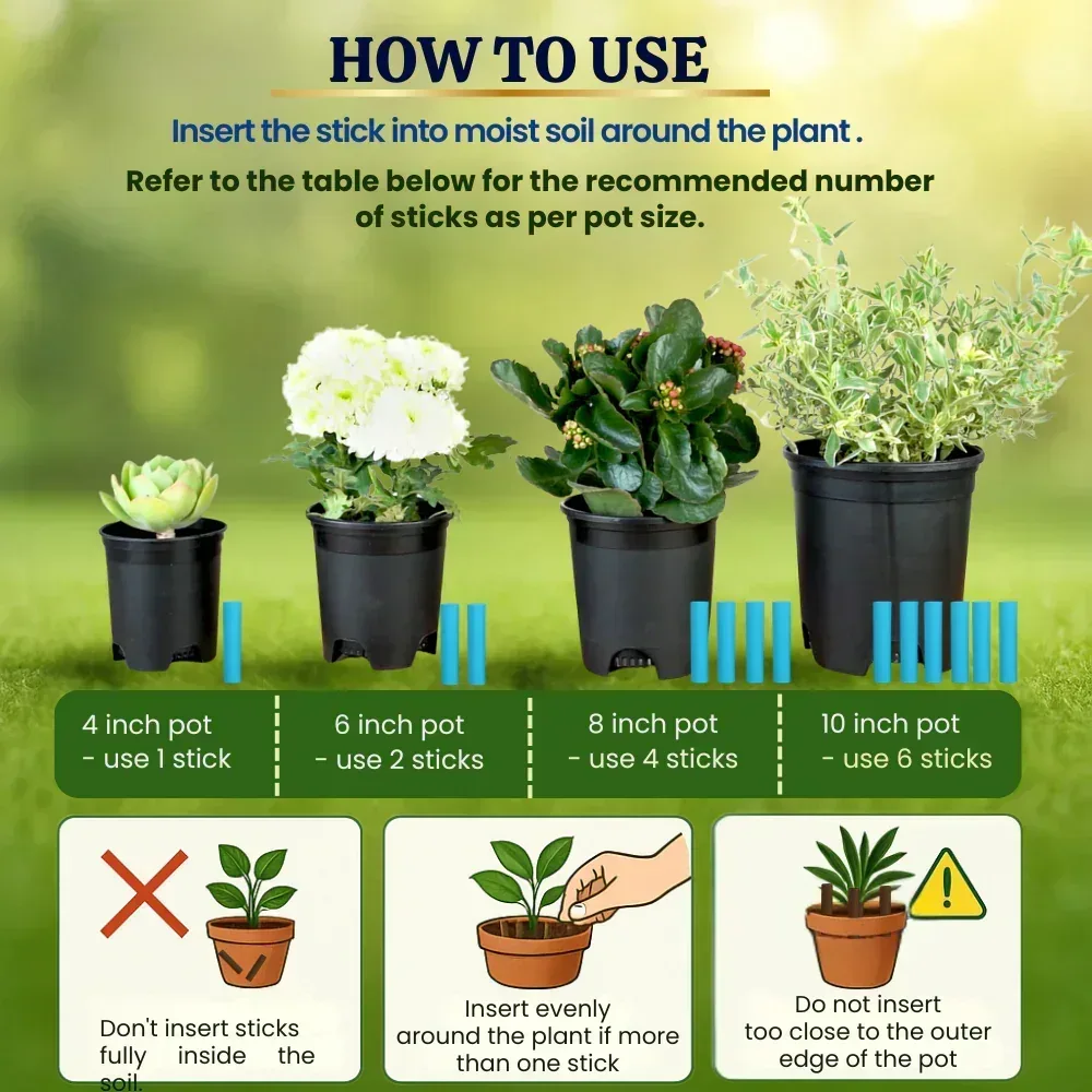 Plant Food Foliage Sticks for Green Leaves - Pack of 15 Sticks | Natural & Organic Nutrition for All Indoor & Outdoor Home Garden Plants | Multi-Purpose Natural Plant Growth Booster - Image 4