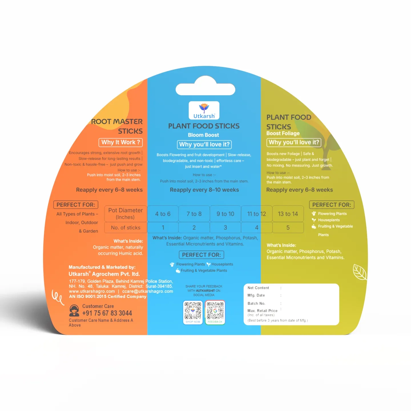 Plant Food Sticks Combo - Root, Foliage & Bloom-  Pack of 15 Sticks (5 each) | Natural & Organic Nutrition for All Indoor & Outdoor Home Garden Plants | Multi-Purpose Plant Growth Booster - Image 8