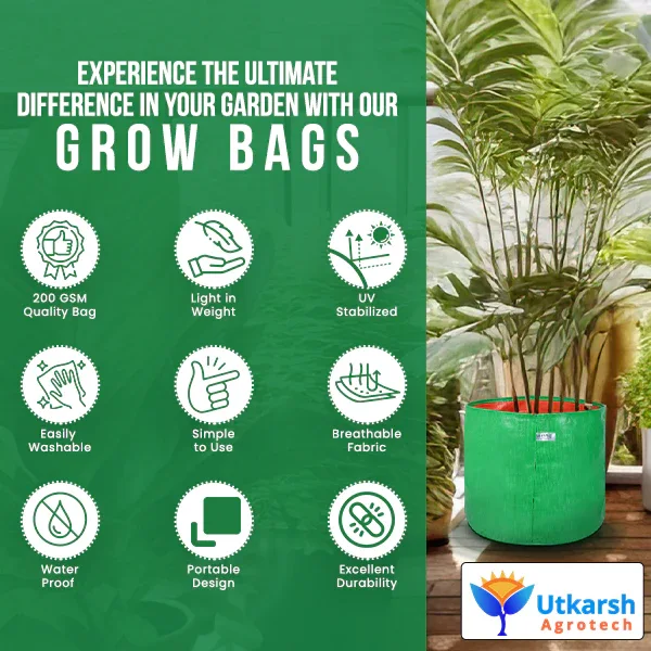 200 GSM Green HDPE Grow Bags- 15 X 15 Inch - Image 6