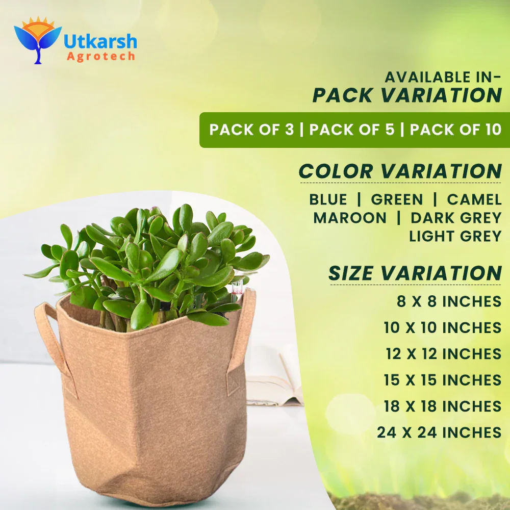 400 GSM Geo Textile Fabric Growbags- Beige, Pack of 5 - Image 3