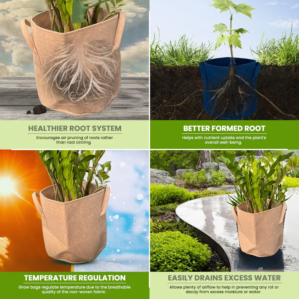 400 GSM Geo Textile Fabric Growbags- Beige, Pack of 5 - Image 5