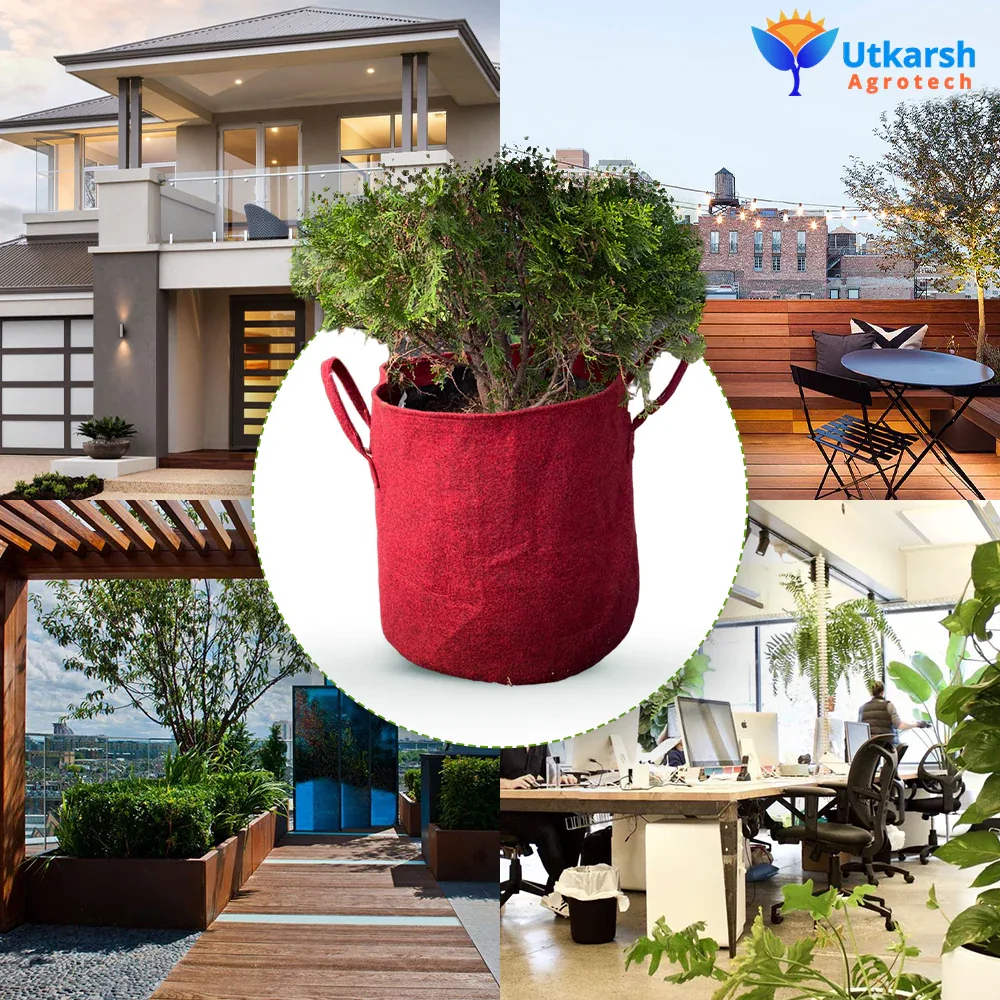 400 GSM Geotextile Fabric Growbags- Maroon, Pack of 3 - Image 3