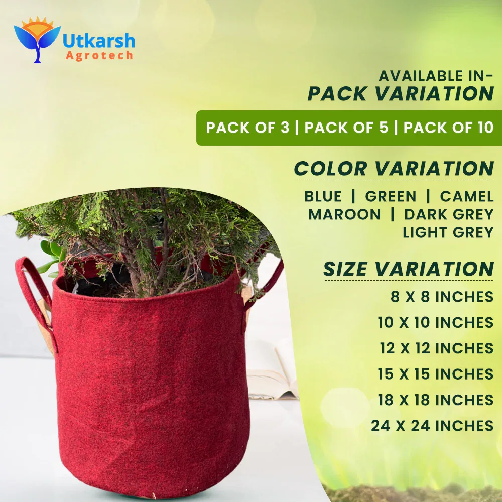 400 GSM Geotextile Fabric Growbags- Maroon, Pack of 3 - Image 4