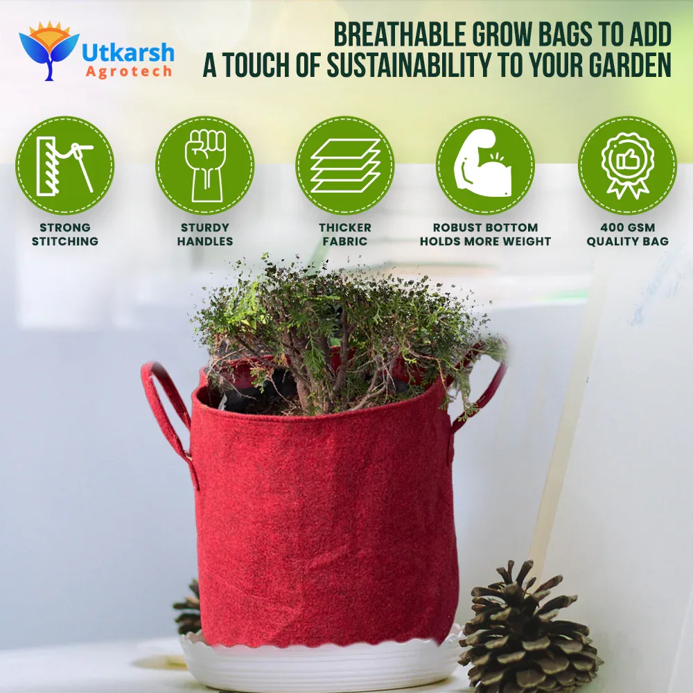 400 GSM Geotextile Fabric Growbags- Maroon, Pack of 3 - Image 5