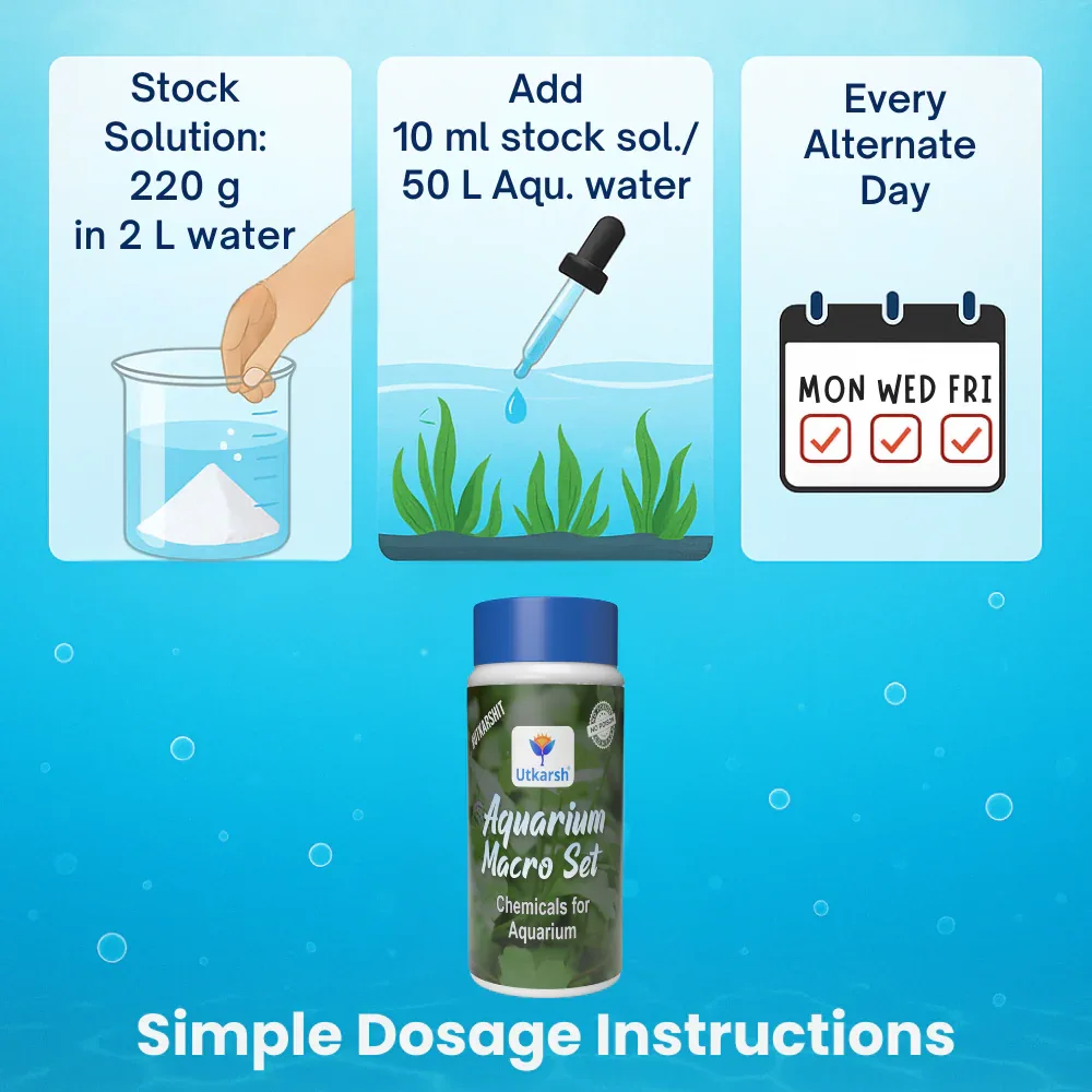 Aquarium Macro Set (Combination of Various Chemicals for Aquarium Plants) | Provides Complete Macronutrient Solution for Healthy Aquarium Plants, Easy to Use and Safe - Image 4