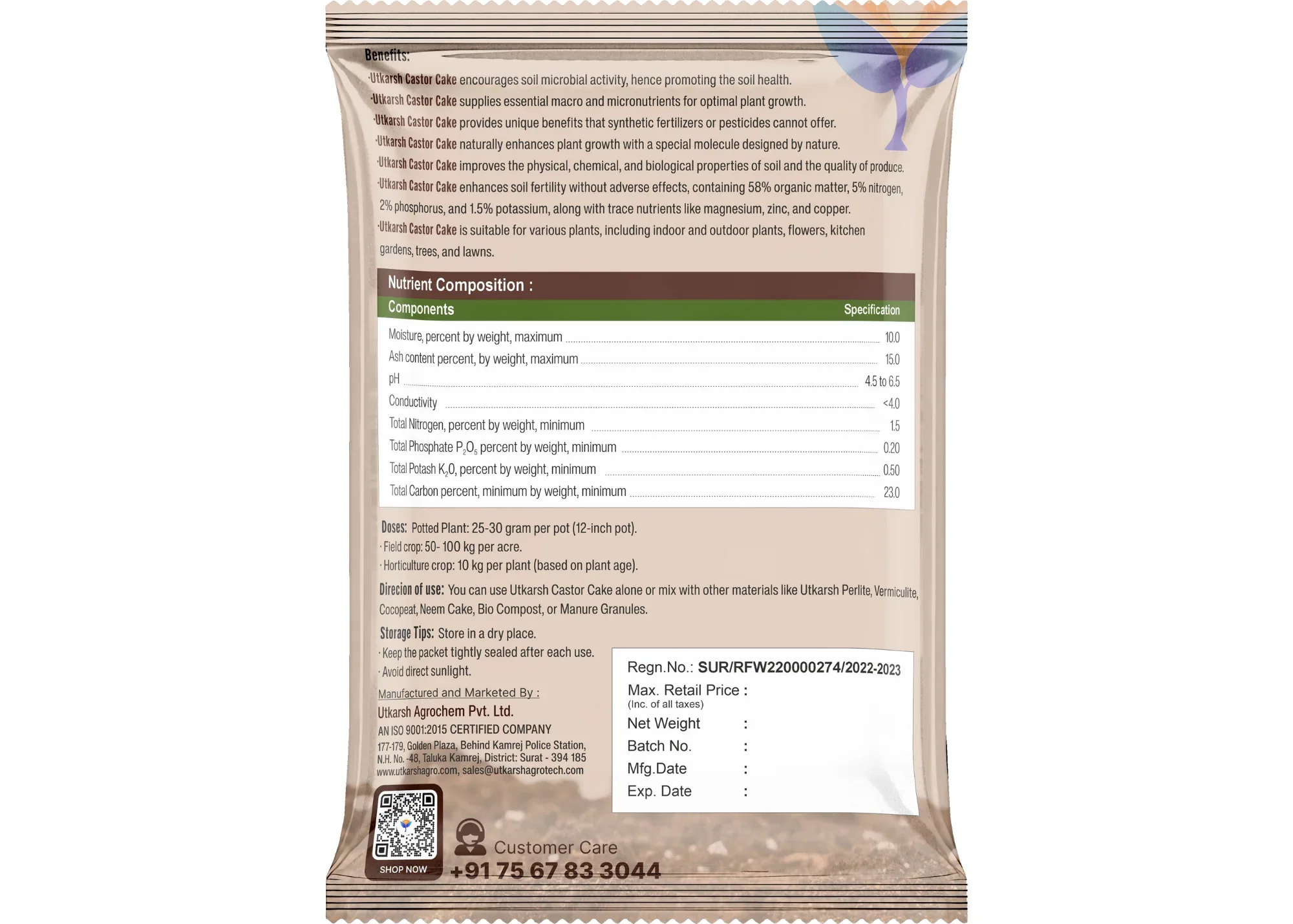 Castor Oil Cake Fertilizer for Plants | Organic Castor Khali Powder Compost for Home Garden, Manure for Flowers, Vegetables & Lawn - Image 6