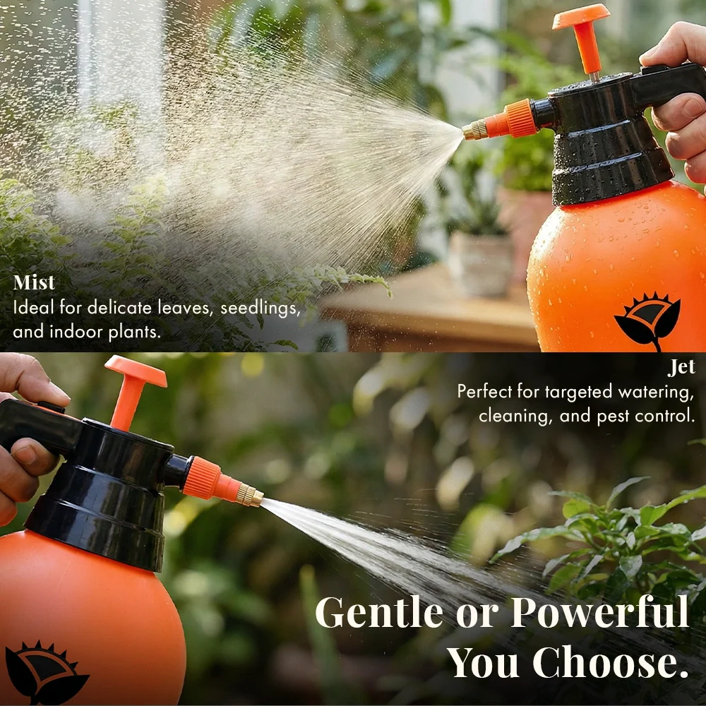 Spray Pump for Plants 2 L - Orange | Garden Sprayer with Adjustable Brass Nozzle | Plastic Water Spray Bottle for Gardening, Car & Bike Wash | Leak-Proof, Easy-Fill Water Sprayer, Pack of 1 - Image 6