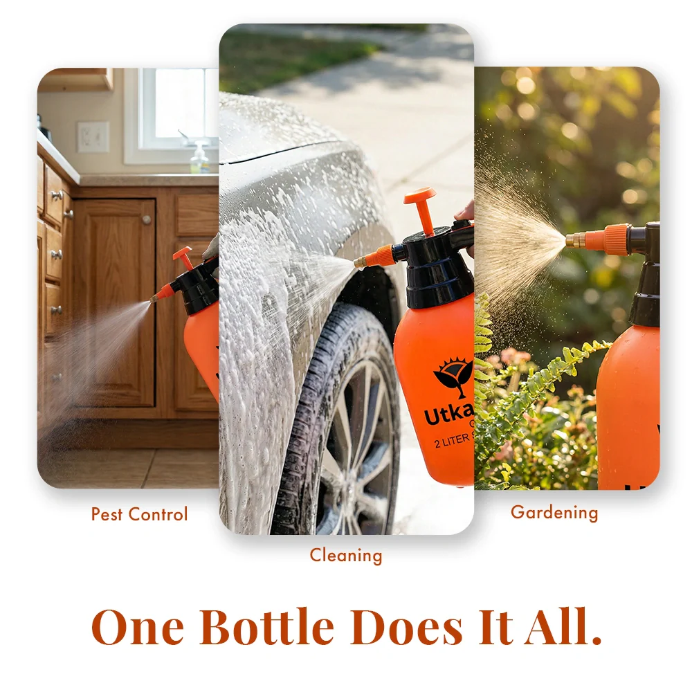 Spray Pump for Plants 2 L - Orange | Garden Sprayer with Adjustable Brass Nozzle | Plastic Water Spray Bottle for Gardening, Car & Bike Wash | Leak-Proof, Easy-Fill Water Sprayer, Pack of 1 - Image 7