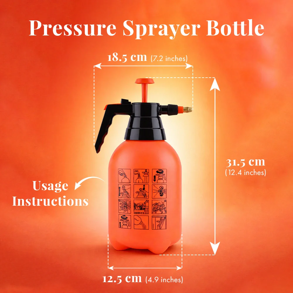 Spray Pump for Plants 2 L - Orange | Garden Sprayer with Adjustable Brass Nozzle | Plastic Water Spray Bottle for Gardening, Car & Bike Wash | Leak-Proof, Easy-Fill Water Sprayer, Pack of 1 - Image 8