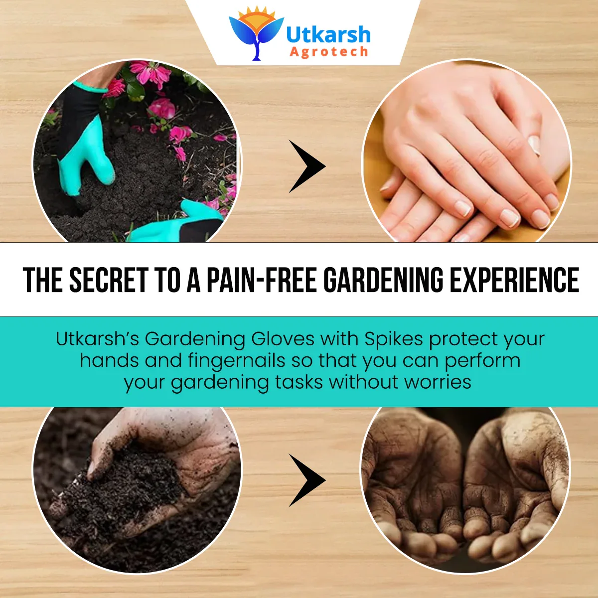 ABS Garden Gloves - Heavy-Duty Washable Gloves with Right Hand Fingertip ABS Claws for Pruning, Digging, Planting and Home Gardening - Image 4