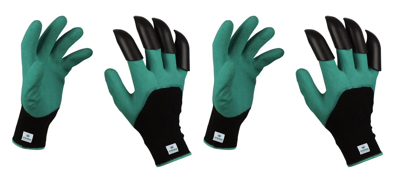 ABS Garden Gloves - Heavy-Duty Washable Gloves with Right Hand Fingertip ABS Claws for Pruning, Digging, Planting and Home Gardening - Image 8