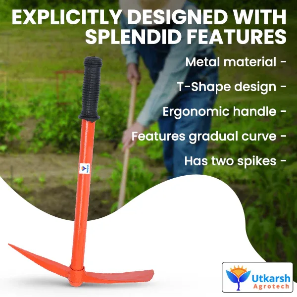 Pickaxe (Tiller) & Hand Hoes with Prongs- 3 Pc - Image 5