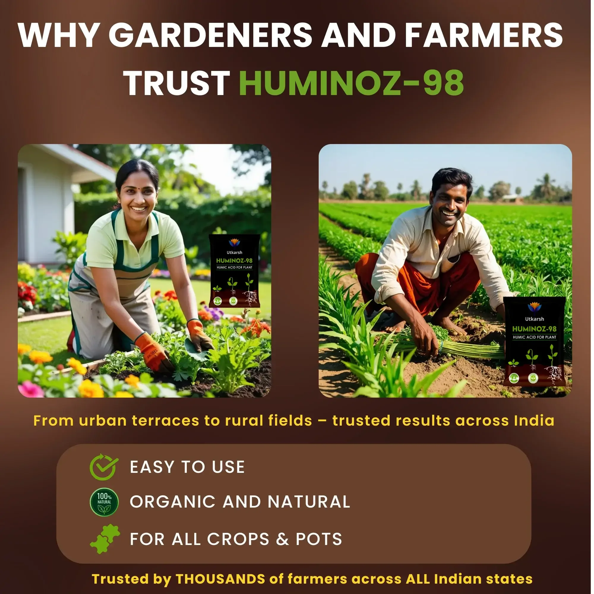 Utkarsh Huminoz-98 Humic Acid (98%) for Plants | Fertilizer for Potted Plants, Home Garden, Growth Enhancer, Soil Conditioner, Improves Root System - Image 5