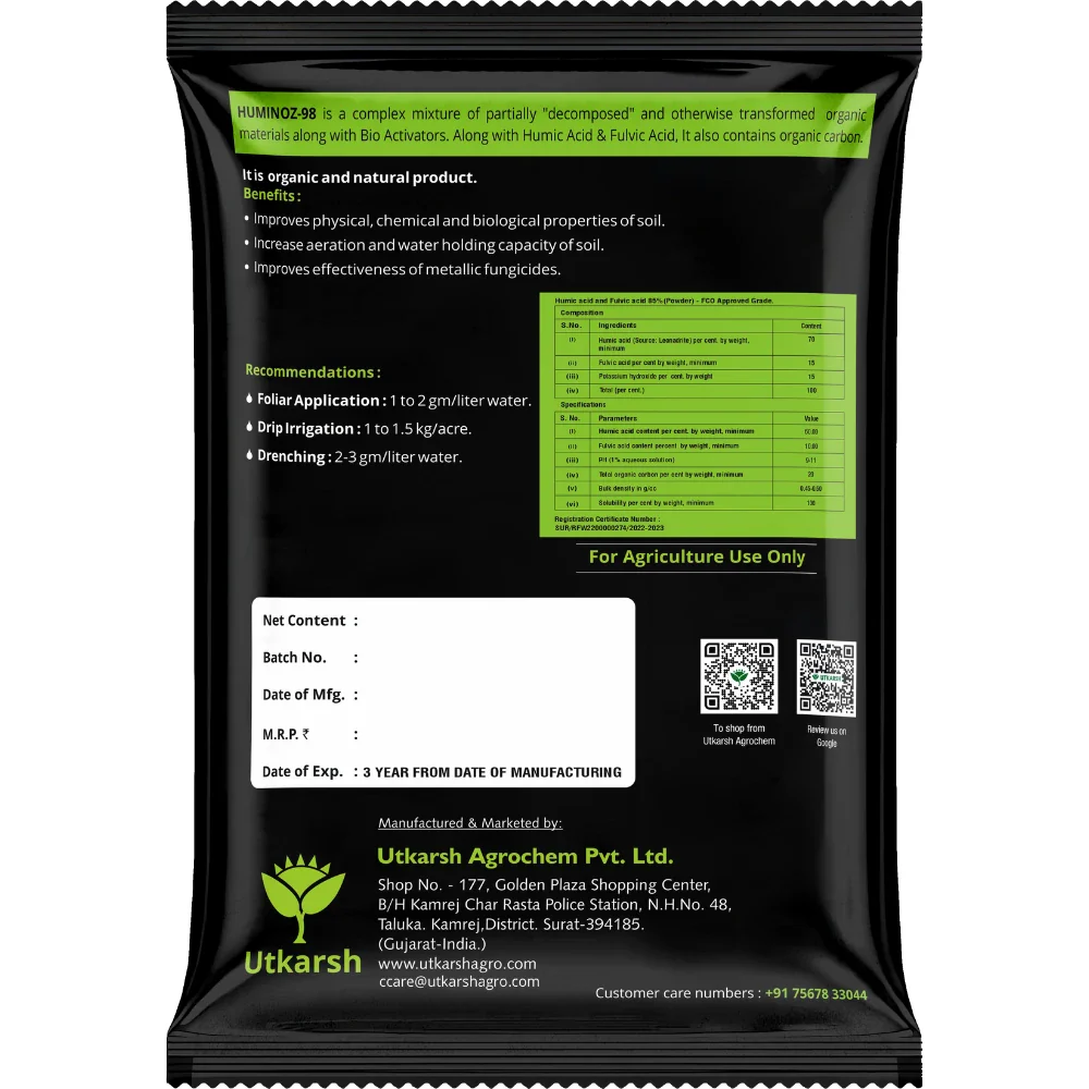 Utkarsh Huminoz-98 Humic Acid (98%) for Plants | Fertilizer for Potted Plants, Home Garden, Growth Enhancer, Soil Conditioner, Improves Root System - Image 7