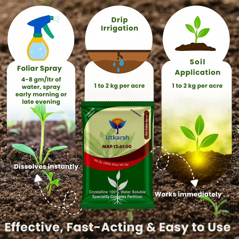 MAP 12 61 00 - Mono Ammonium Phosphate, NPK Fertilizers for Plants Growth & Home Garden | 100% Water Soluble Powder, Foliar Spray Nutrition - Image 6