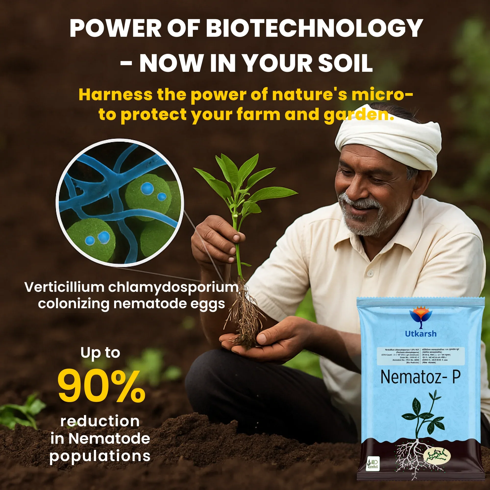 Verticillium Chlamydosporium | Pochonia Chlamydosporia 1.0% W.P 2 x 10^6 CFU/gm min. Bio Nematicides for Plants, Crops and Home Gardening - Nematoz-P - Image 5