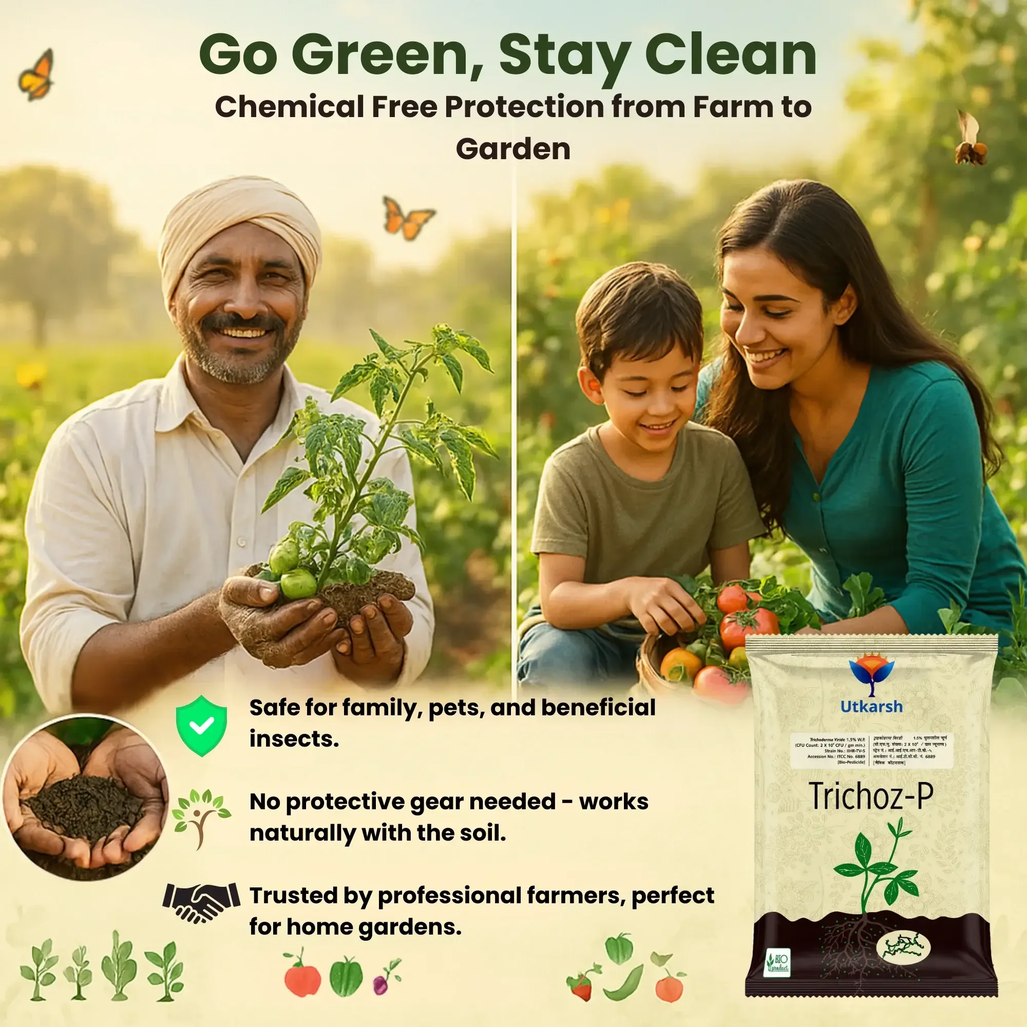 Trichoderma Viride 1.5% W.P.: 2 x 10^6 CFU/gm min. Bio Fungicide for Plants, Crops and Home Gardening - Trichoz-P - Image 4